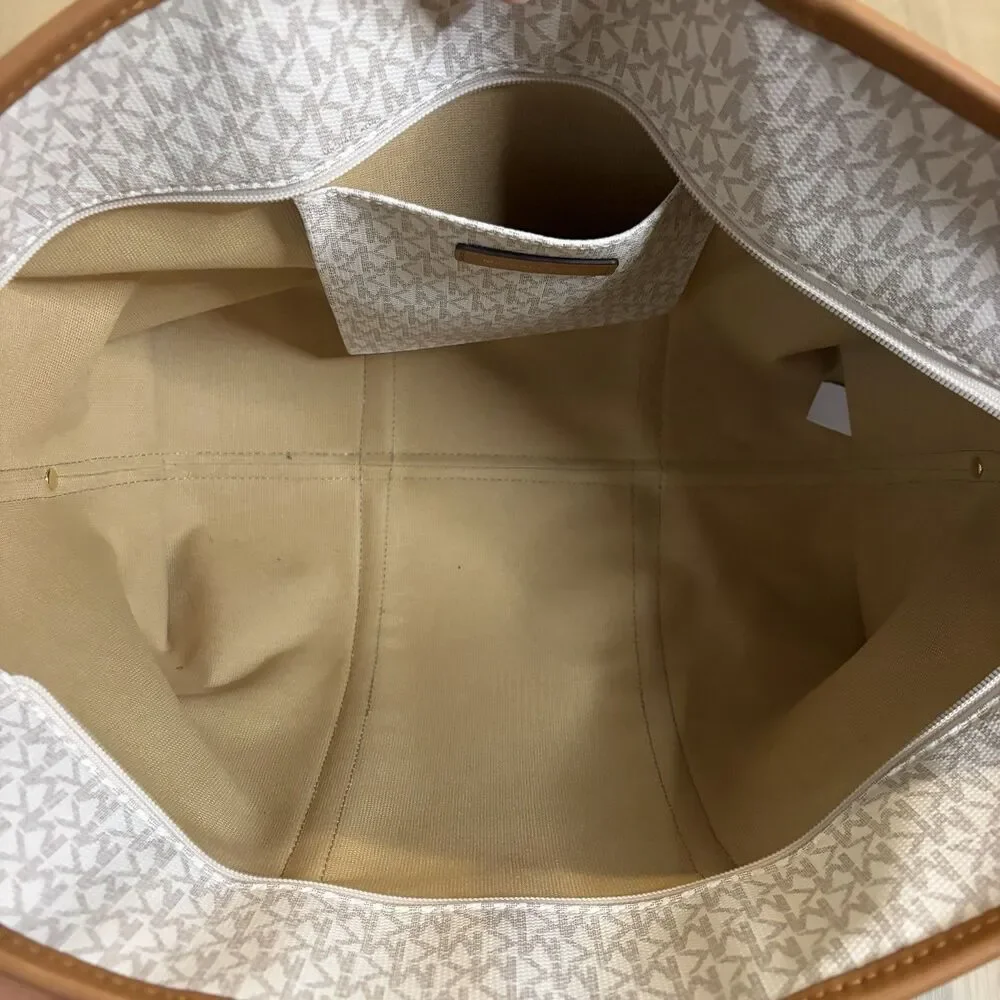 MICHAEL KORS Beck Signature Convertible Tote Bag Vanilla 30T0GKNT1B